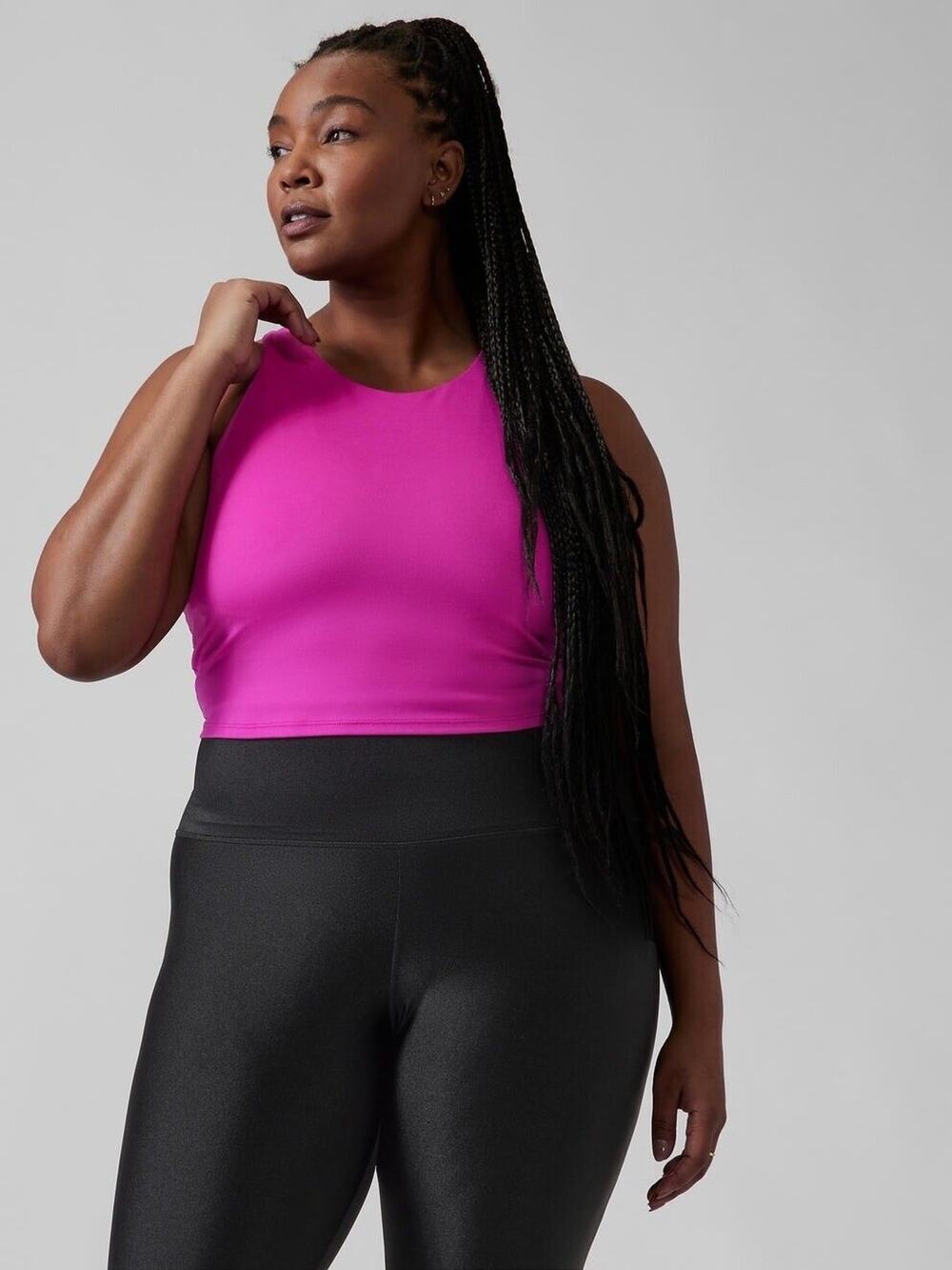 Athleta Conscious Crop Bra Top D-DD+ 3X Electric Fuchsia Light Impact Swim NWT